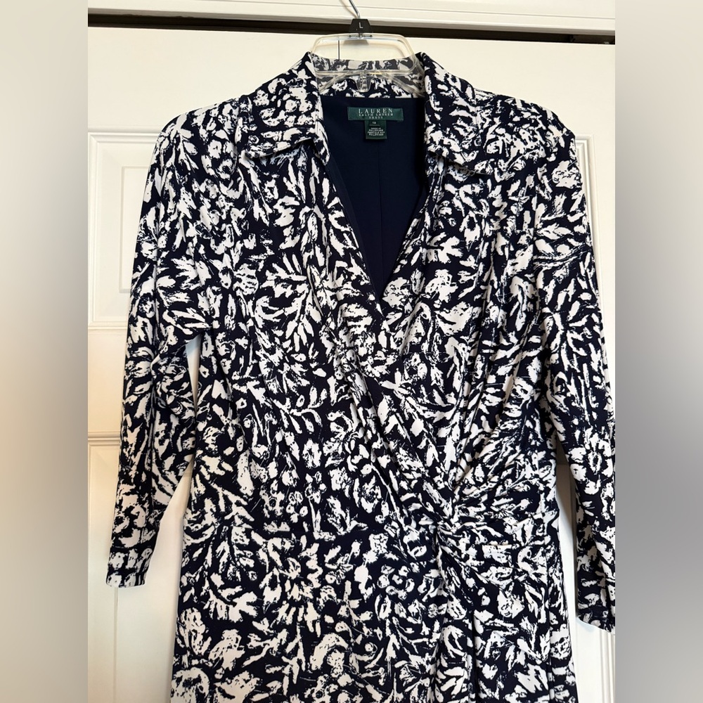 VINTAGE Lauren Ralph Lauren Floral Printed 3/4 Sleeve Midi Dress